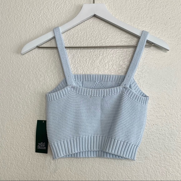 wild fable Tops Wild Fable Blue Knit Cropped Sweater Tank Poshmark